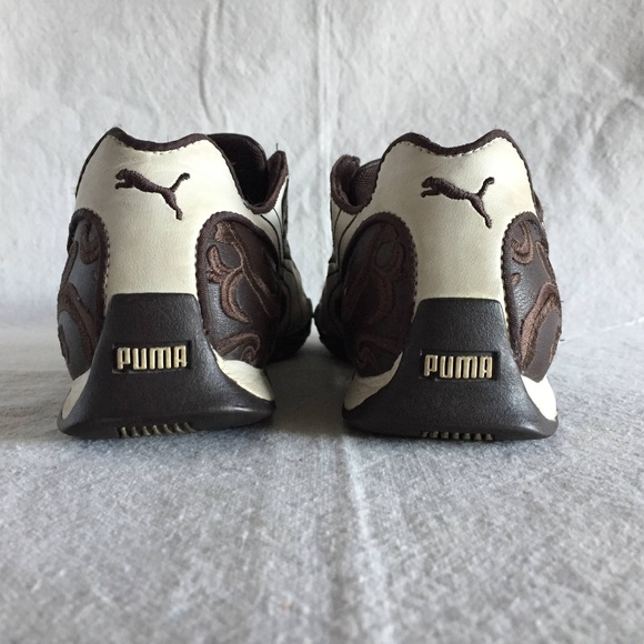 Puma Brown & Cream Embroidered Shoes - Picture 4 of 7